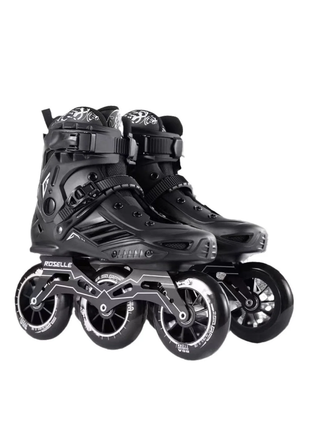 ROSELLE Inline Skates 3-Wheel Professional Speed Roller Blades for Adults (110mm, Black) 5rut4