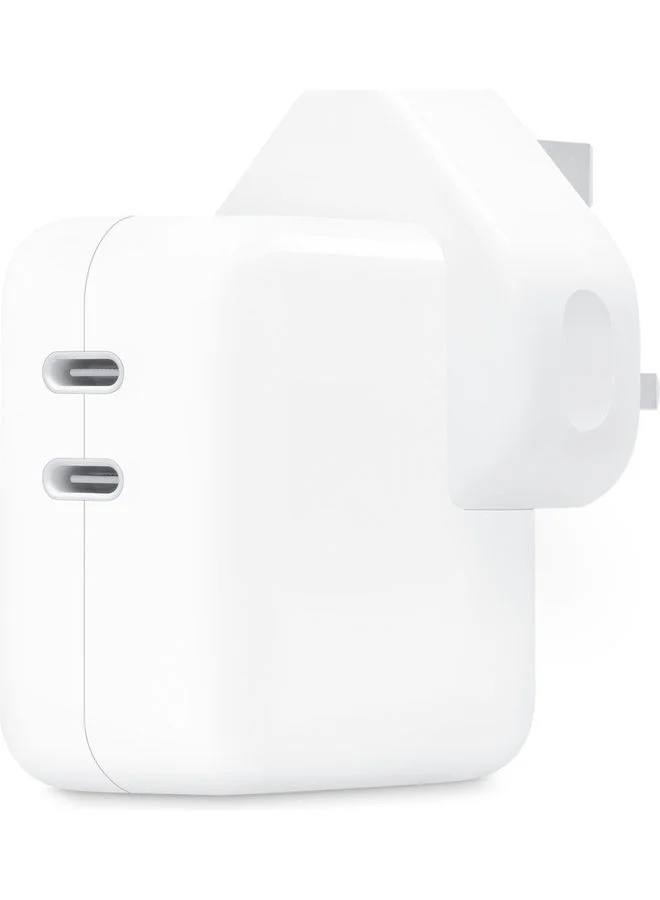 Premium Smart 35W Dual USB-C Power Adapter Fast Charging Wall Charger (White, 35W) h9sde