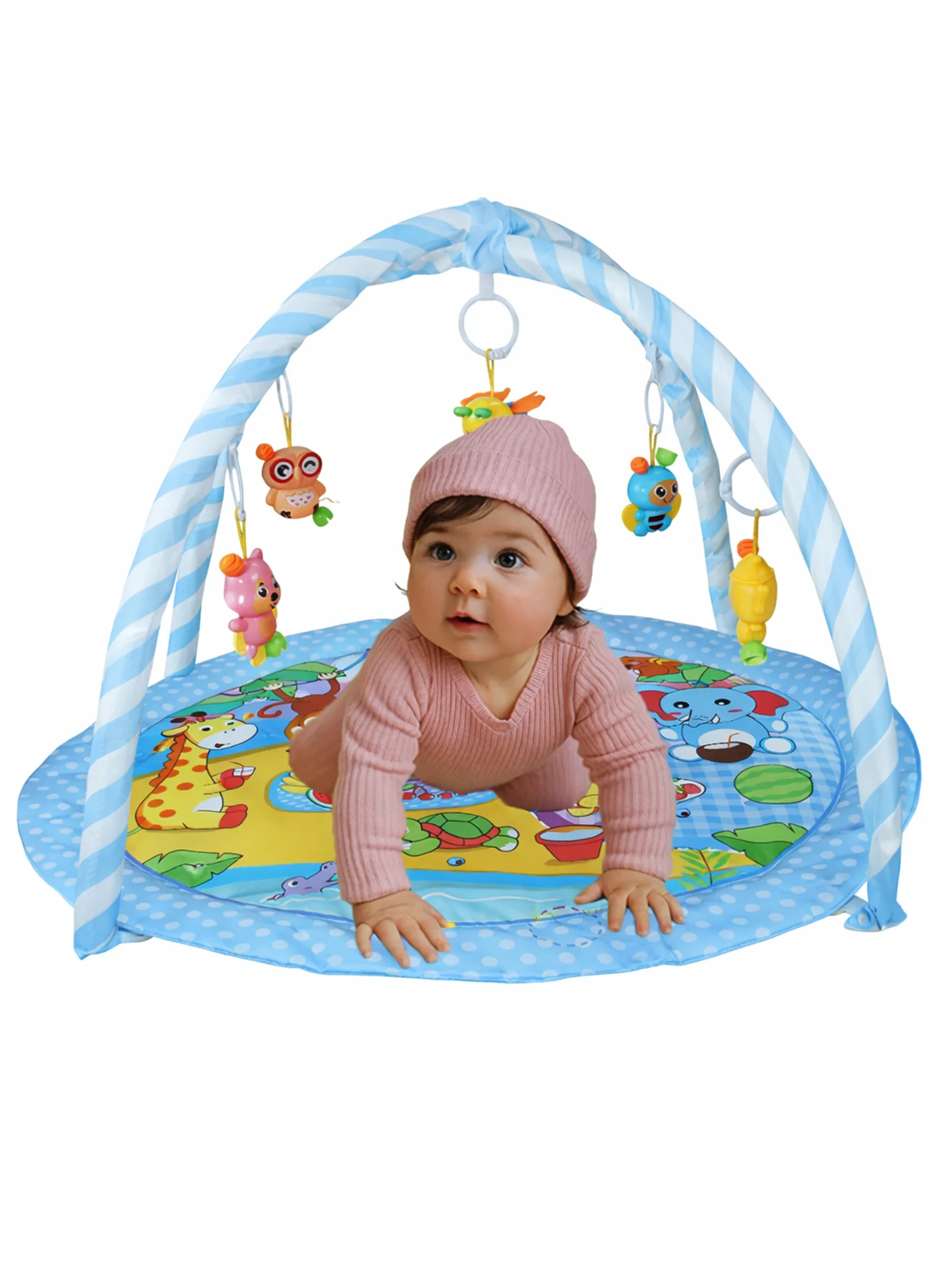 TOTOJOY Baby Play Mat Activity Gym with Detachable Arches and Hanging Toys (Soft Sensory Tummy Time Blanket for Newborns and Infants, 85 cm x 85 cm) bzee1