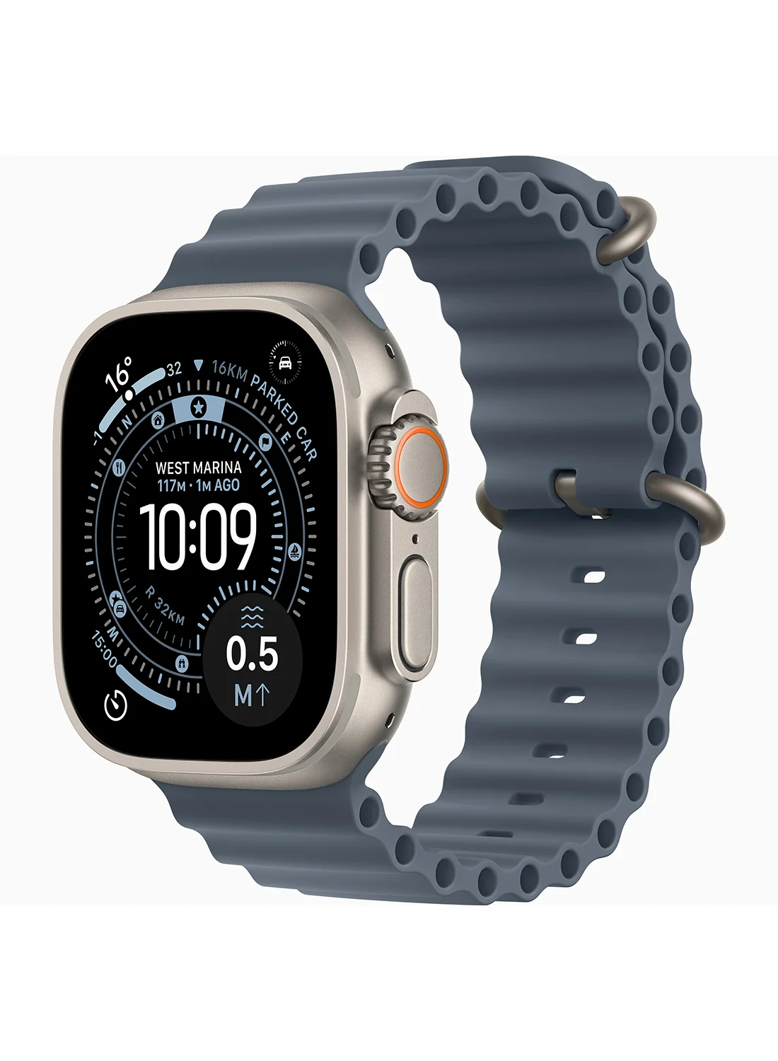 Premium Smart GPS Cellular Smartwatch 49mm Natural Titanium Case with Anchor Blue Ocean Band (49 mm) 296rn