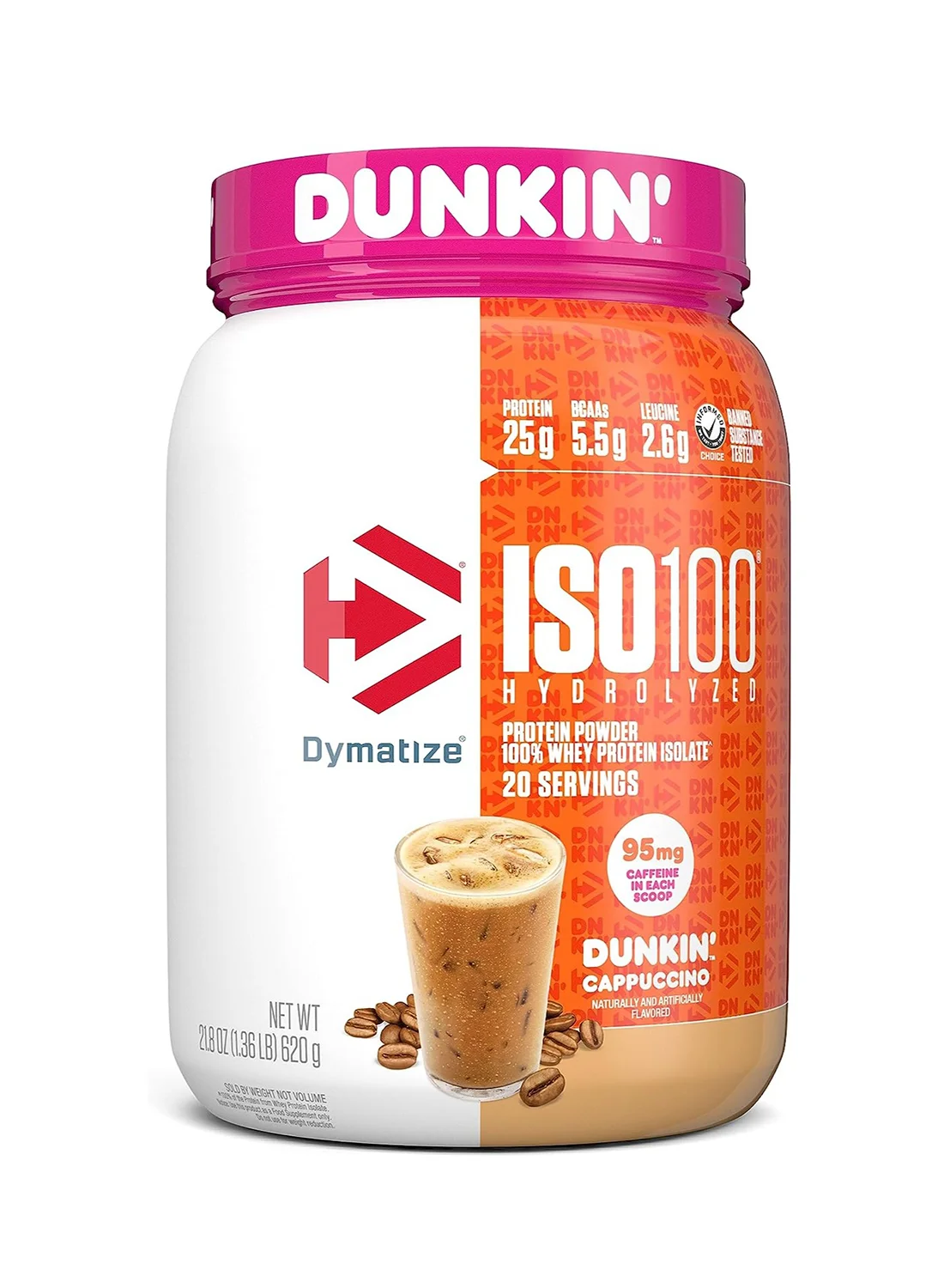 Dymatize ISO 100 Hydrolyzed Whey Protein Powder (Cappuccino, 590 g, 20 Servings) 8lcoi