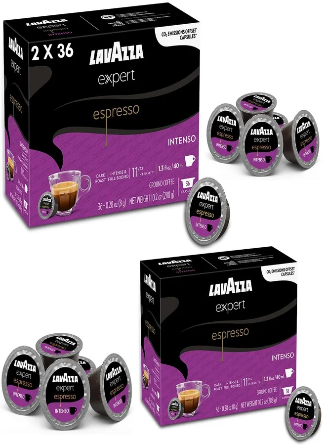 Premium Espresso Intenso Coffee Capsules Dark Roast Arabica & Robusta Blend (72 Count) tx7lf