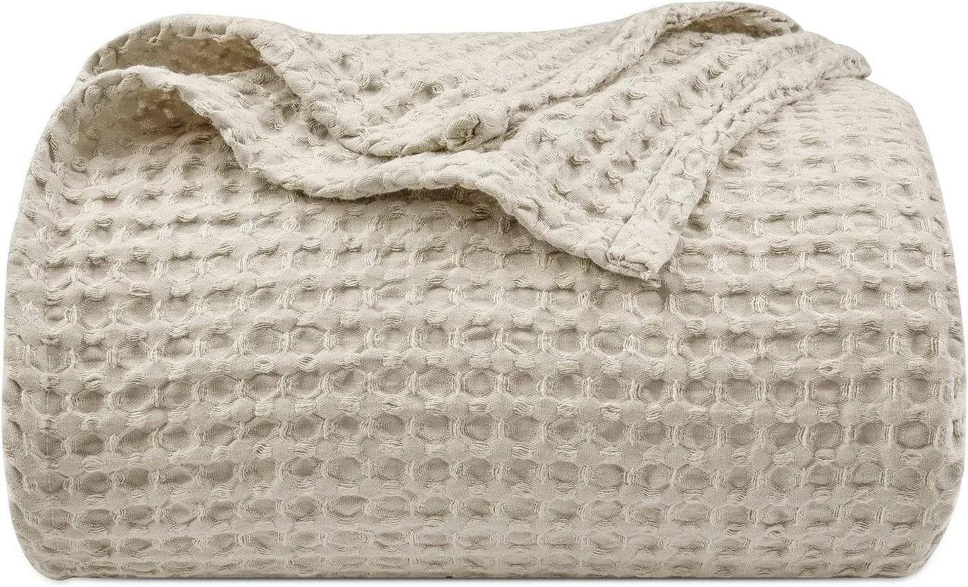 PHF Waffle Weave Blanket Premium Ultra Soft Bedding (Linen, 230cm x 264cm) s9u5m