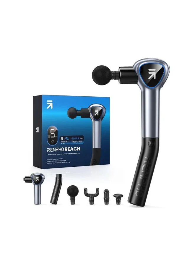 Premium Deep Tissue Percussion Muscle Massager with Extension Handle and LED Display (Black) grfd5