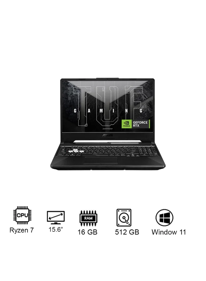 Premium Gaming Laptop 15.6-inch FHD Display AMD Ryzen 7 16GB RAM 512GB SSD RTX 3050 Graphics English & Arabic Keyboard (Graphite Black) bjtty