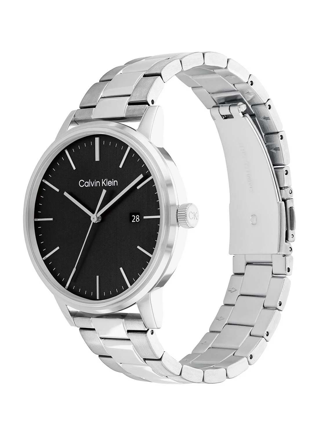 Premium Analog Round Waterproof Wrist Watch with Stainless Steel Band (Silver, 40mm) je7ug