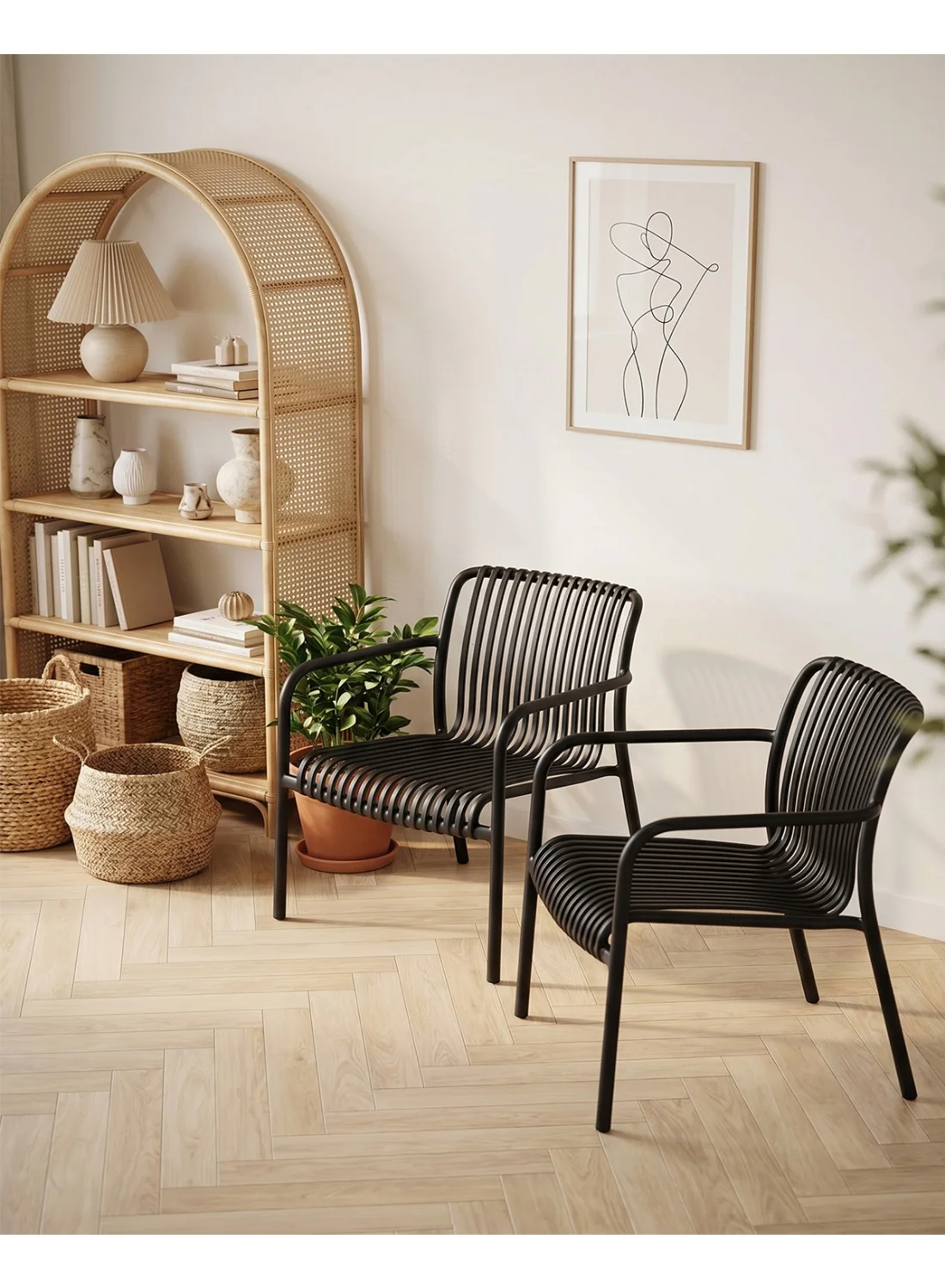 Premium Heavy Duty Resin Dining Chairs Set of 2, Stackable Indoor & Outdoor Armchairs (Black, 2-Piece Set) xnd3k