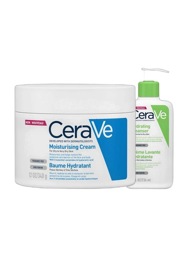 Premium Hydrating Skincare Set Moisturizing Cream (340g) and Gentle Face Wash (236ml) for Dry Skin yjnsv