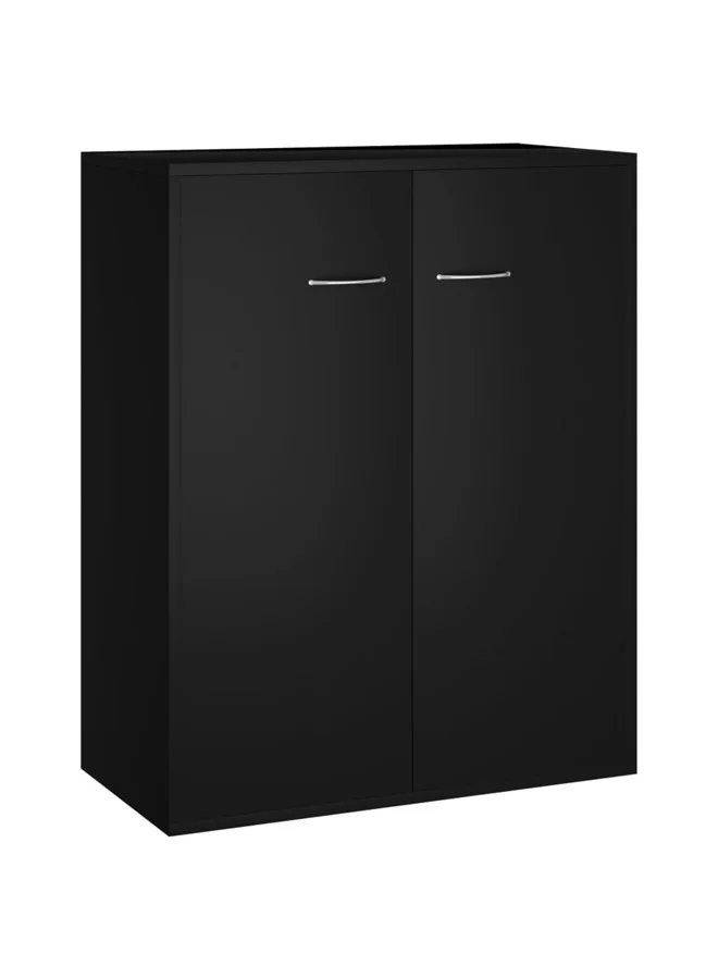 Modern Sideboard Storage Cabinet (Black, 60x30x75 cm) Premium Engineered Wood Console Table for Living Room x819p
