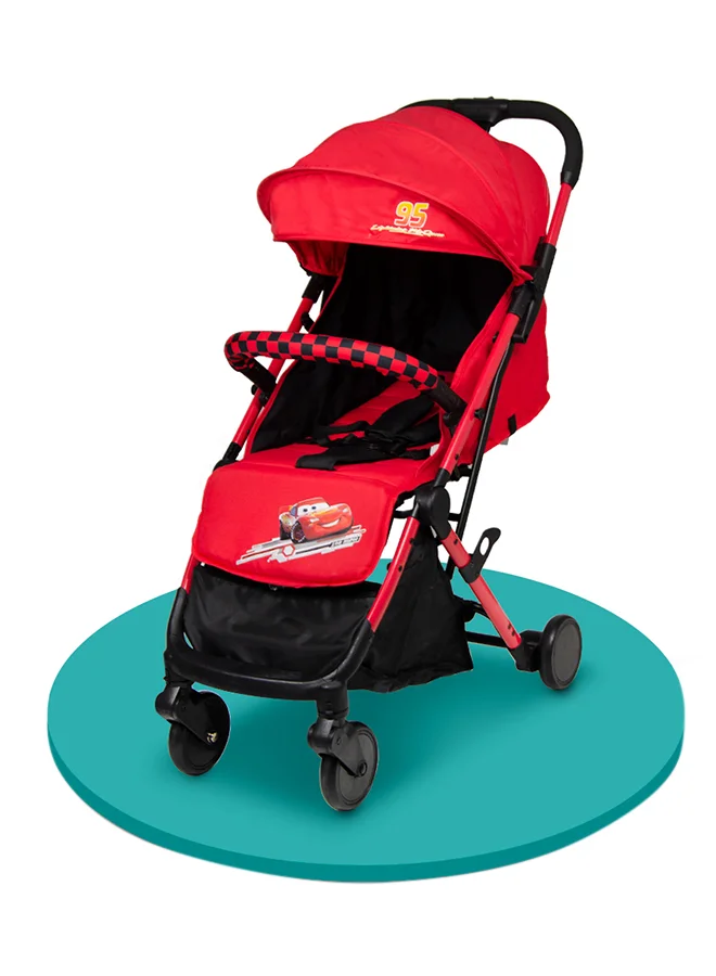 Cartoon Lightning Race Car Travel Stroller with Storage Basket and Trolley Handle (15 kg Capacity) fn6bp