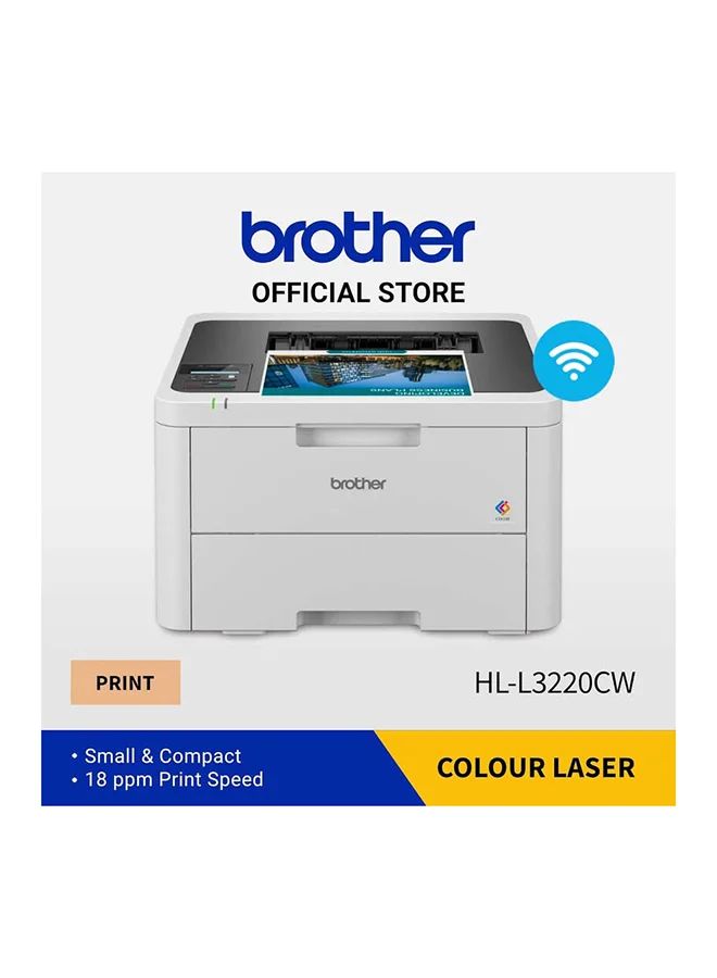 Wireless Colour Laser Printer A4 Duplex Printing with Mobile Connectivity and NFC (White) lui3u
