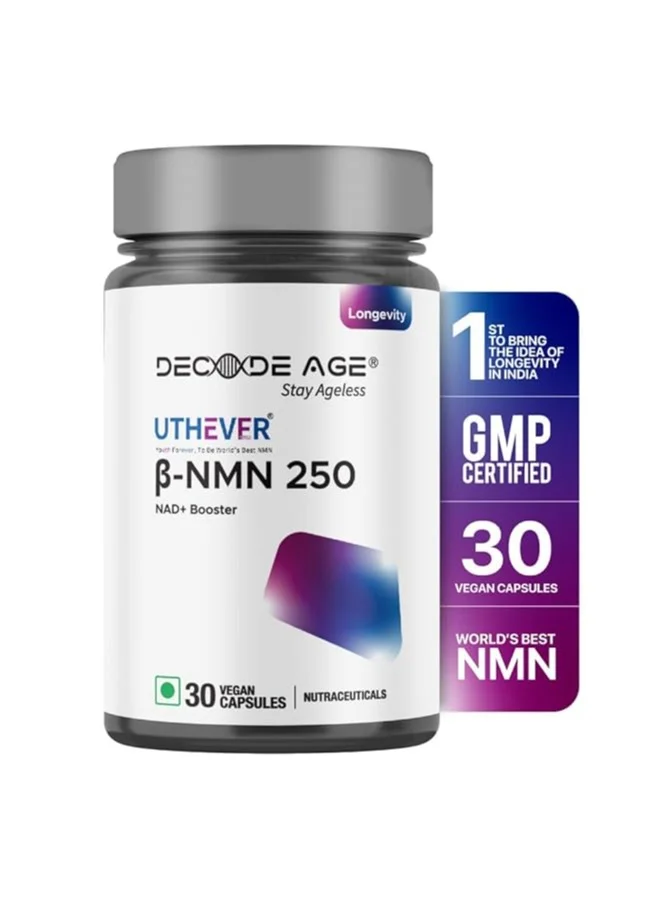 Decode Age NMN Pro UTHEVER 250mg Supplement for Cellular Energy and Muscle Support (30 Veg Capsules) cy2ze