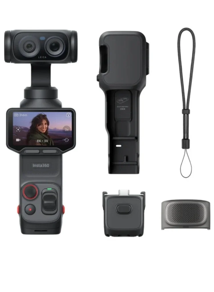 Premium 8K Pocket Gimbal Camera Bundle with Dual Lens System and Accessories (Black) ctynv