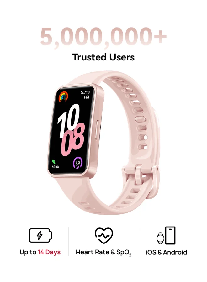 Smart Band 10 Smartwatch Premium Fitness Tracker with Pro-Level Sleep Analysis and Emotional Wellbeing Assistant (Pink, 43.45 mm) fdwsa