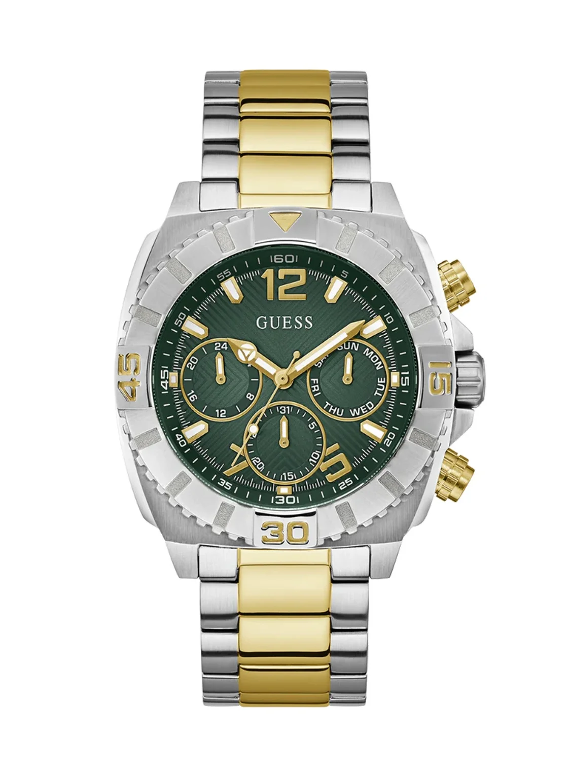 Premium Two-Tone Chronograph Quartz Watch with Stainless Steel Band (44mm, For Men) k6fxp