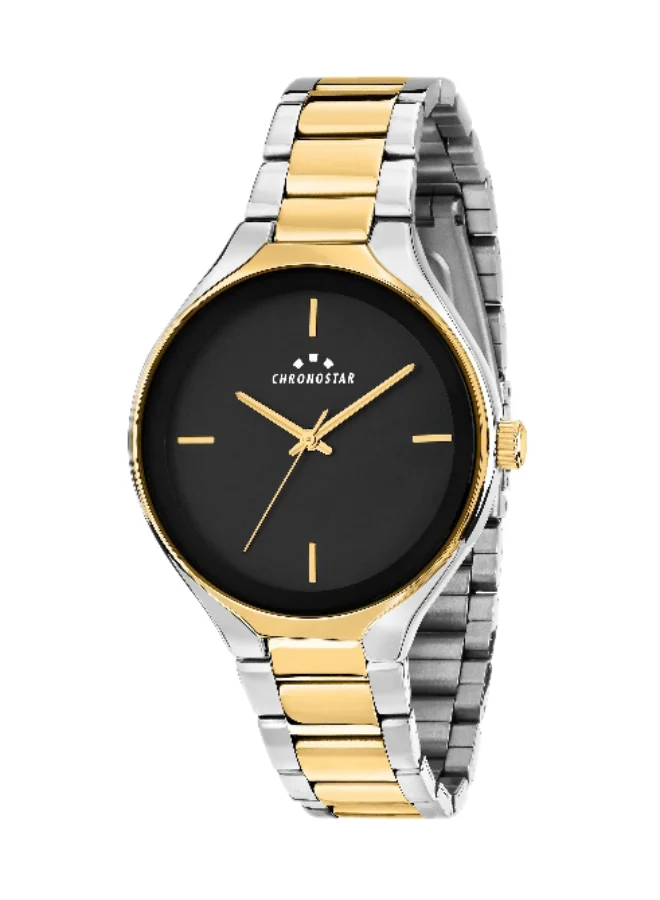 Chronostar Men's Analog Quartz Watch with Multicolour Stainless Steel Band (Black, 38mm) sjig3