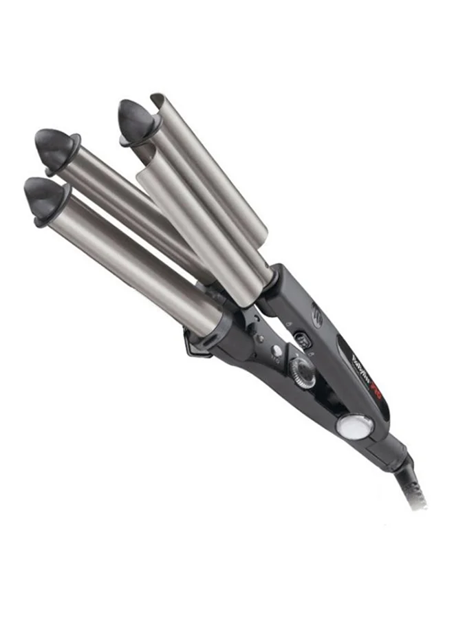 Professional Triple Barrel Hair Waver with Titanium-Tourmaline Coated Barrels (Grey, 19mm & 22mm) 3pp6f