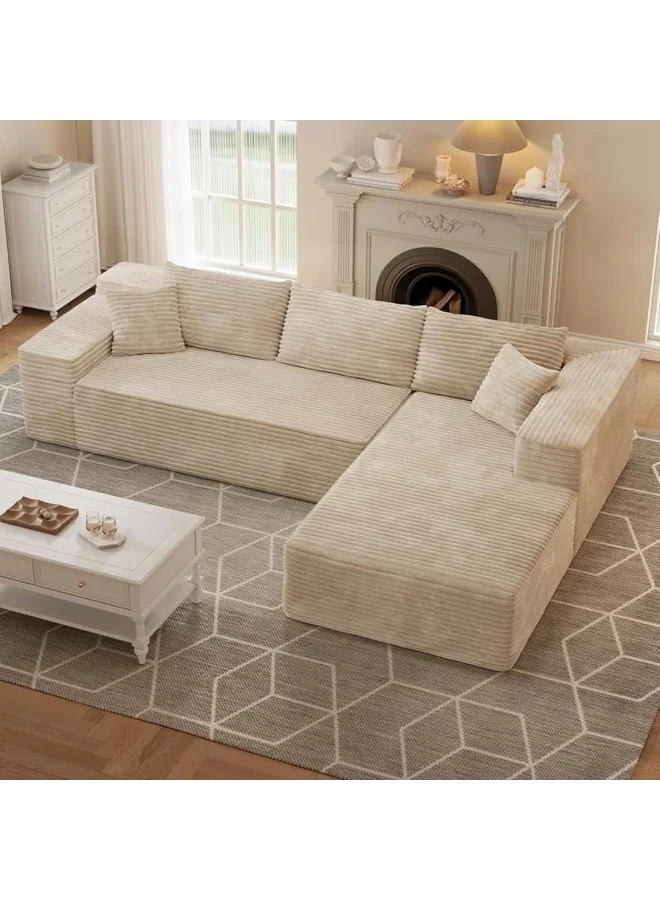Zayn Comforts L-Shaped Fabric Sofa Modern Corner Sectional for Living Room (Beige, Left-Facing) oq32k
