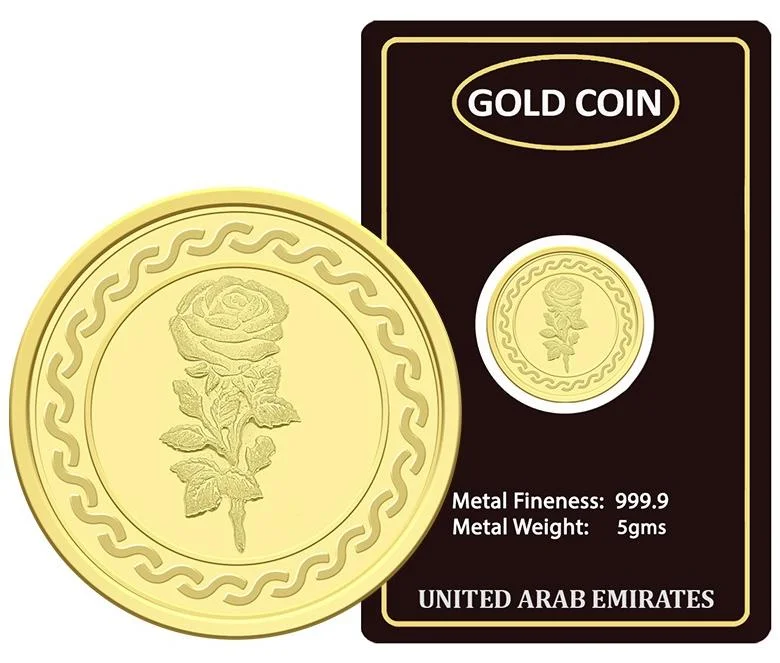 FK Jewellers Gold Coin with Flower and UAE Heritage Building Design (24KT 999.9 Purity, 5g) qxo4a
