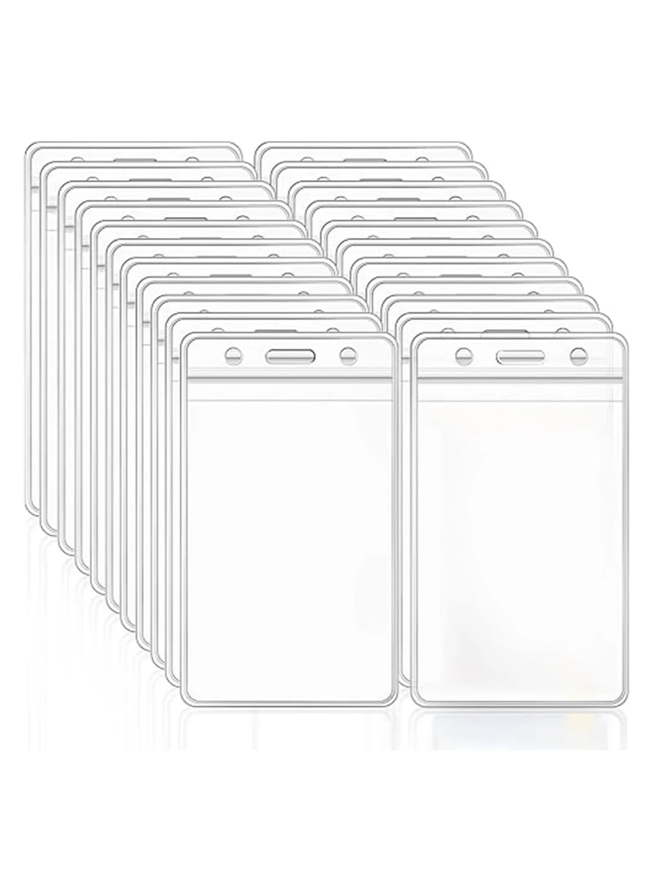 MARKQ Vertical ID Badge Holder Set, Waterproof Clear Plastic Card Protector for Office and Events (100 Pack, 11 x 6.5 cm) dmior