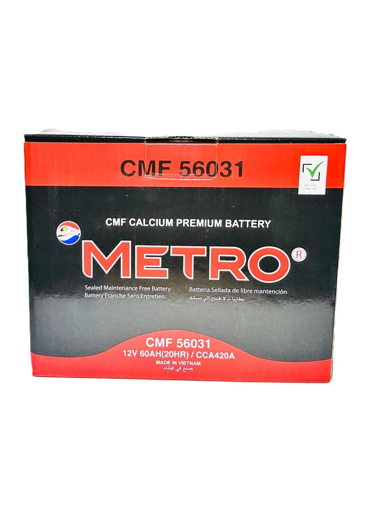 Metro Car Battery 12V 60AH DIN60R R-Layout Premium Automotive Power (60AH) 5q0x7