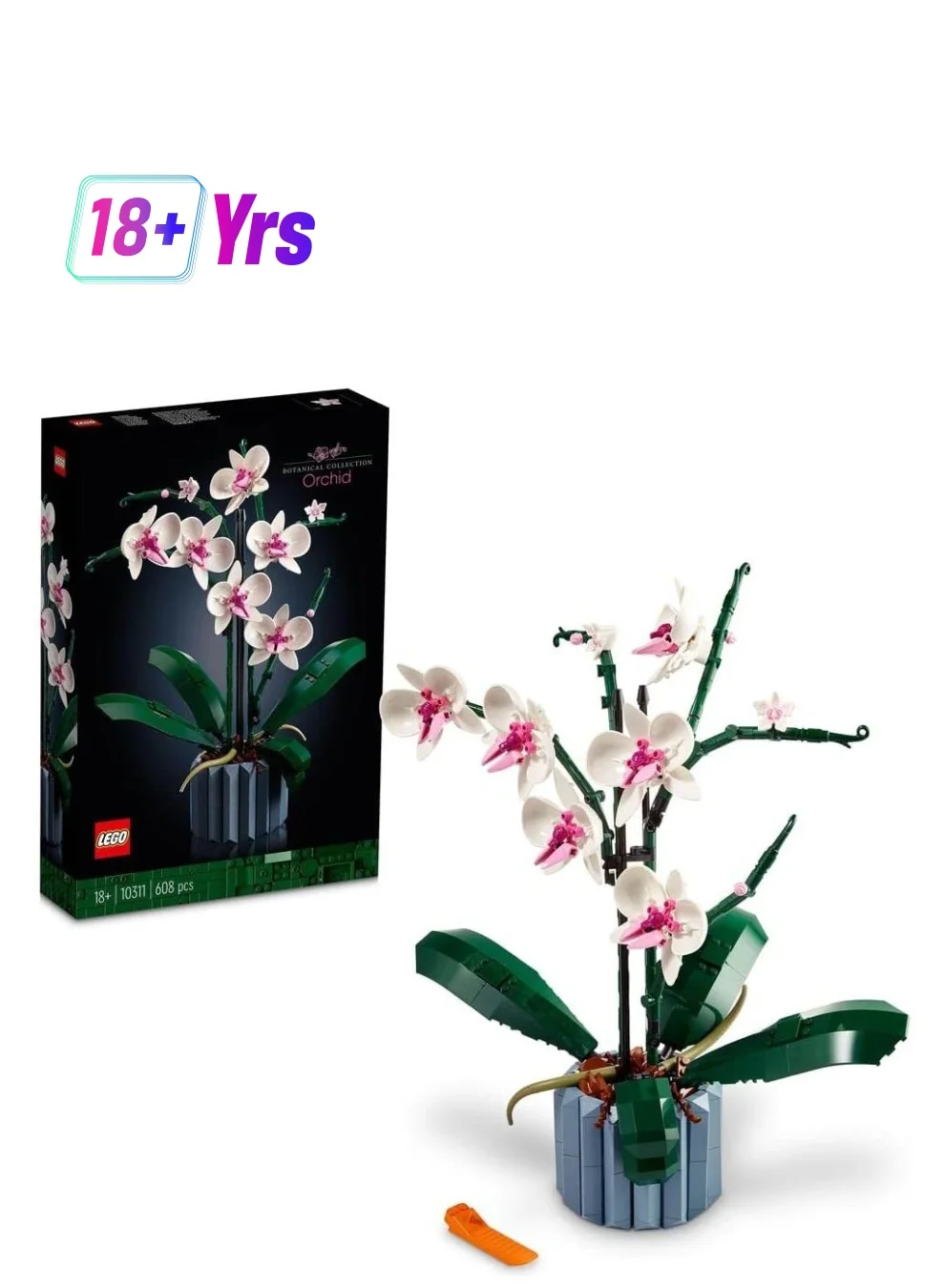 Building Blocks Orchid Plant Decor Building Kit Premium Botanical Display Set for Home Office (1 Piece) vurb0