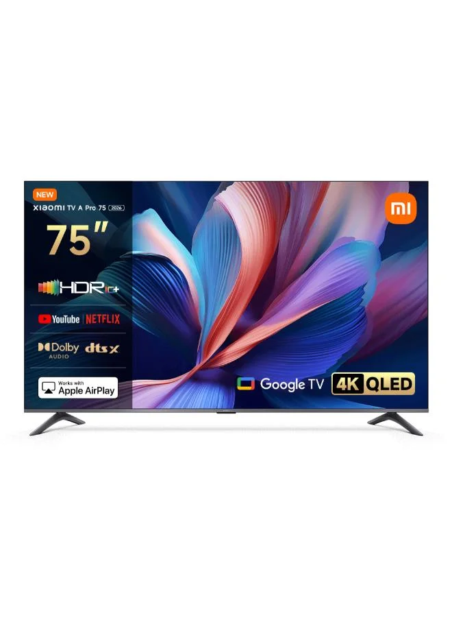 Smart A Pro 75-inch 4K QLED Smart TV Premium Metal Finish with 360-Degree Bluetooth Remote (Black, 190.5 cm) cy2bc