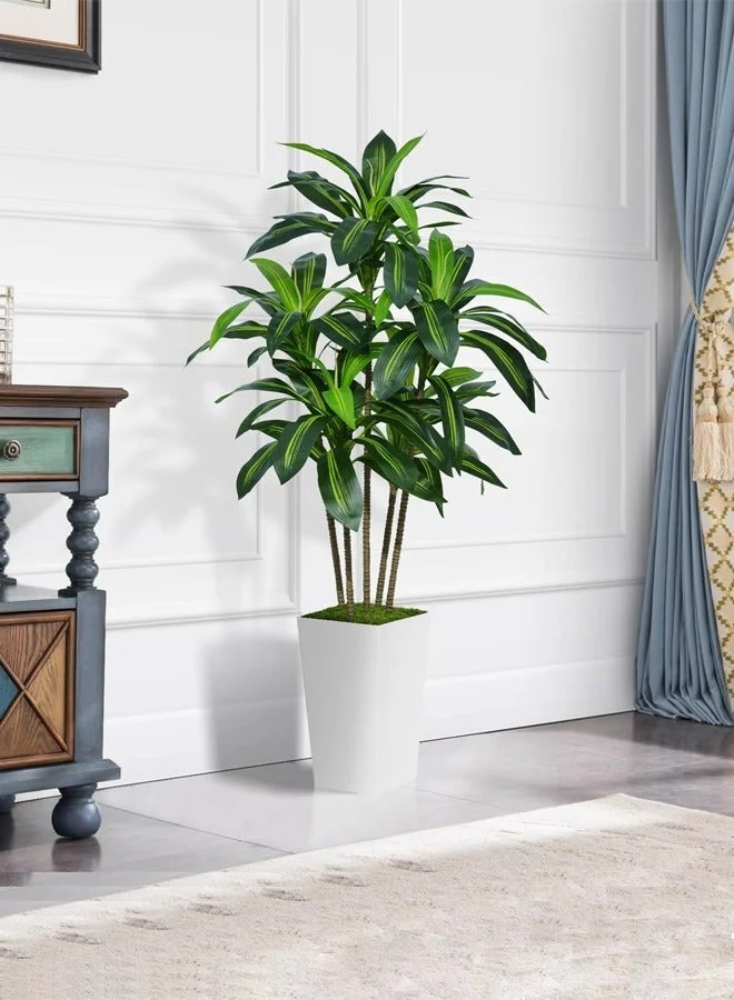 Zvezvia Artificial Dracaena Tree with White Planter, Realistic Tropical Silk Plant for Home and Office Decor (150cm) dcb6n