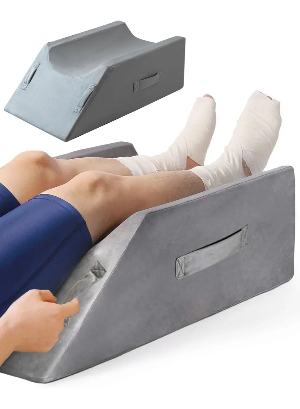 WALALLA Portable Leg Elevation Pillow, Cooling Memory Foam Wedge for Circulation and Support (Grey, 60cm x 50cm x 20cm) r9d9x