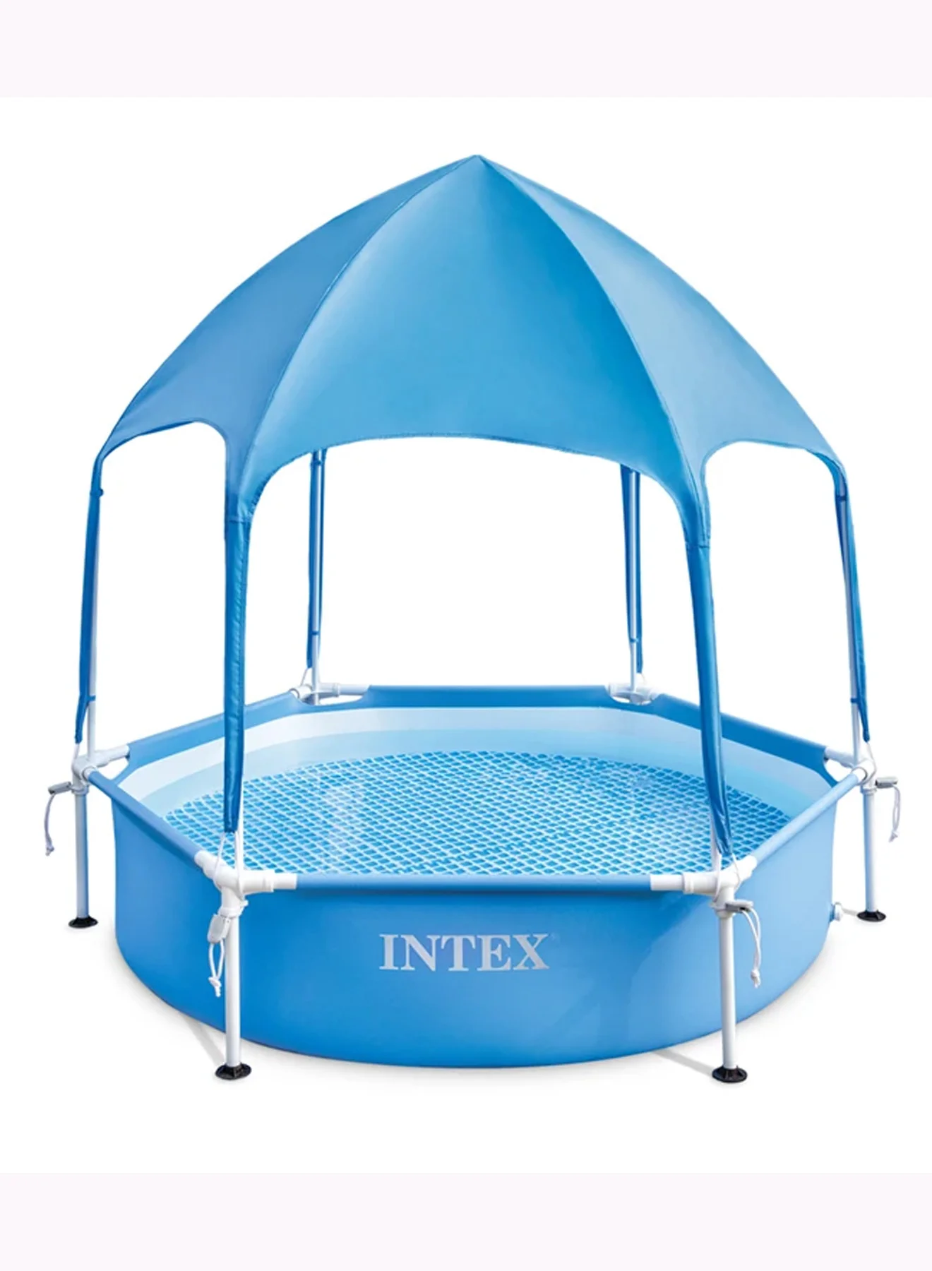 Premium Metal Frame Pool with Sun Canopy (183cm x 38cm) Outdoor Water Play for Kids t5mez