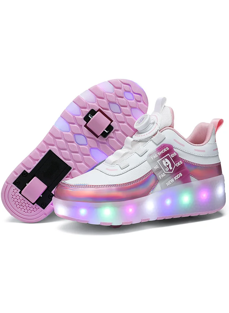 AUTOYSUR Kids Roller Skates Shoes with LED Lights Premium Leather Inline Sneakers for Boys and Girls (Adjustable Fit) r6tka