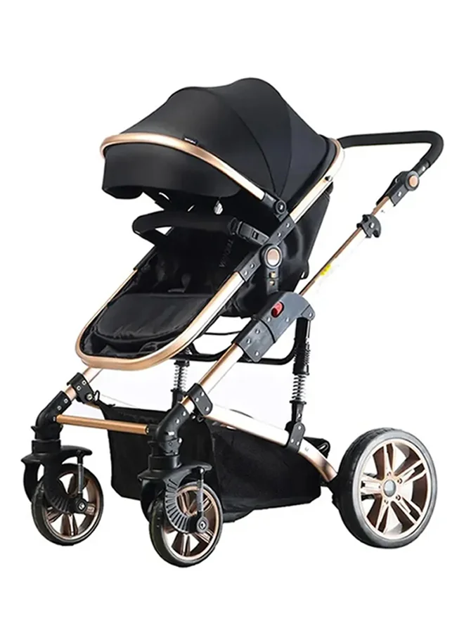 TEKNUM 3-in-1 Premium Pram Stroller with Sleeping Bassinet and Wide Canopy (Black, 18 kg Capacity) 2f69s