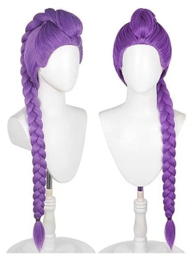 KOOP Long Purple Braided Cosplay Wig Premium Synthetic Fiber for Halloween Party Stage Performance (One Size) dvoji