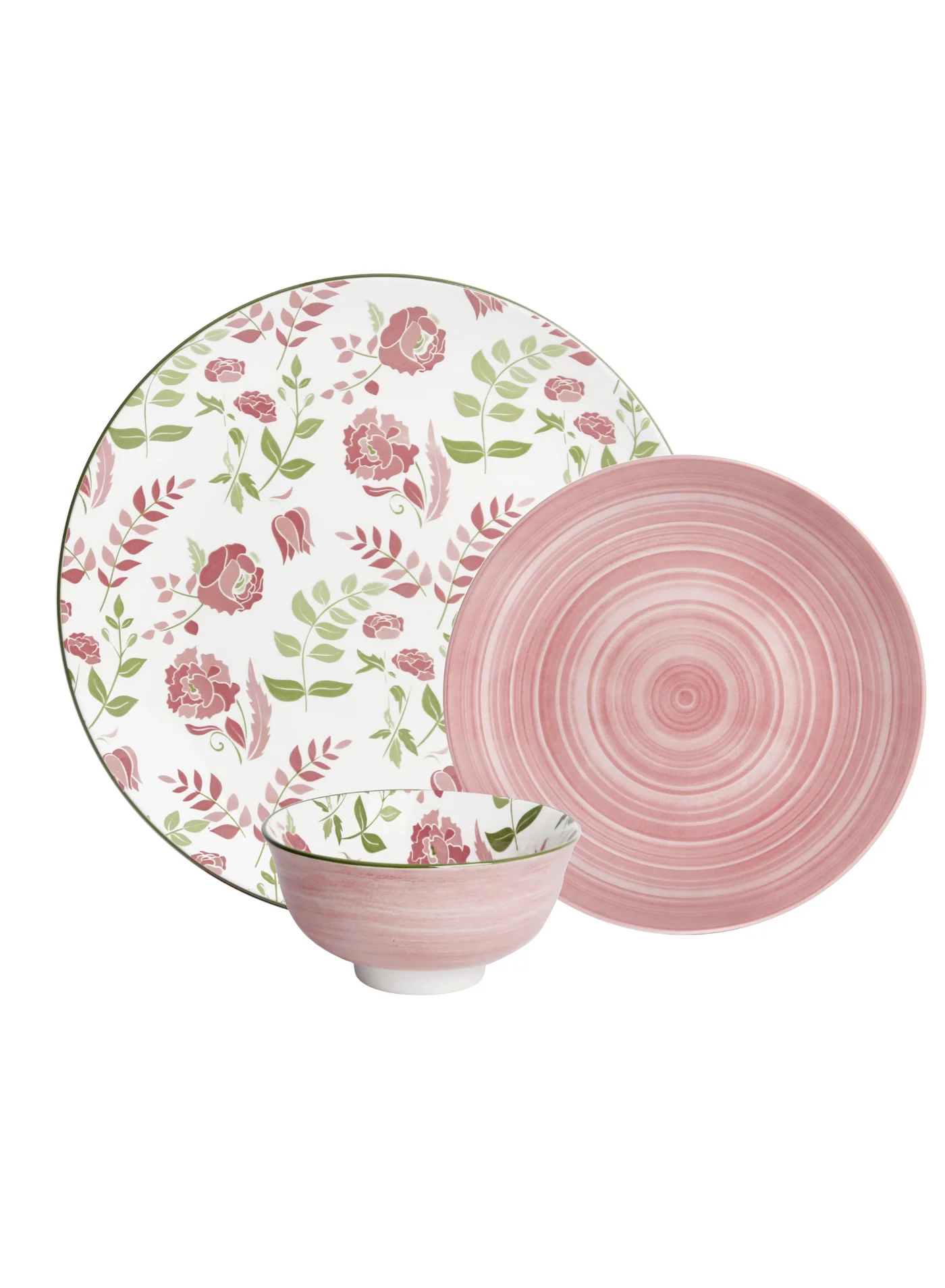 Premium Porcelain Dinnerware Set 12-Piece Modern Crockery for 4 People (Pink, 10.5-inch) 07gjt