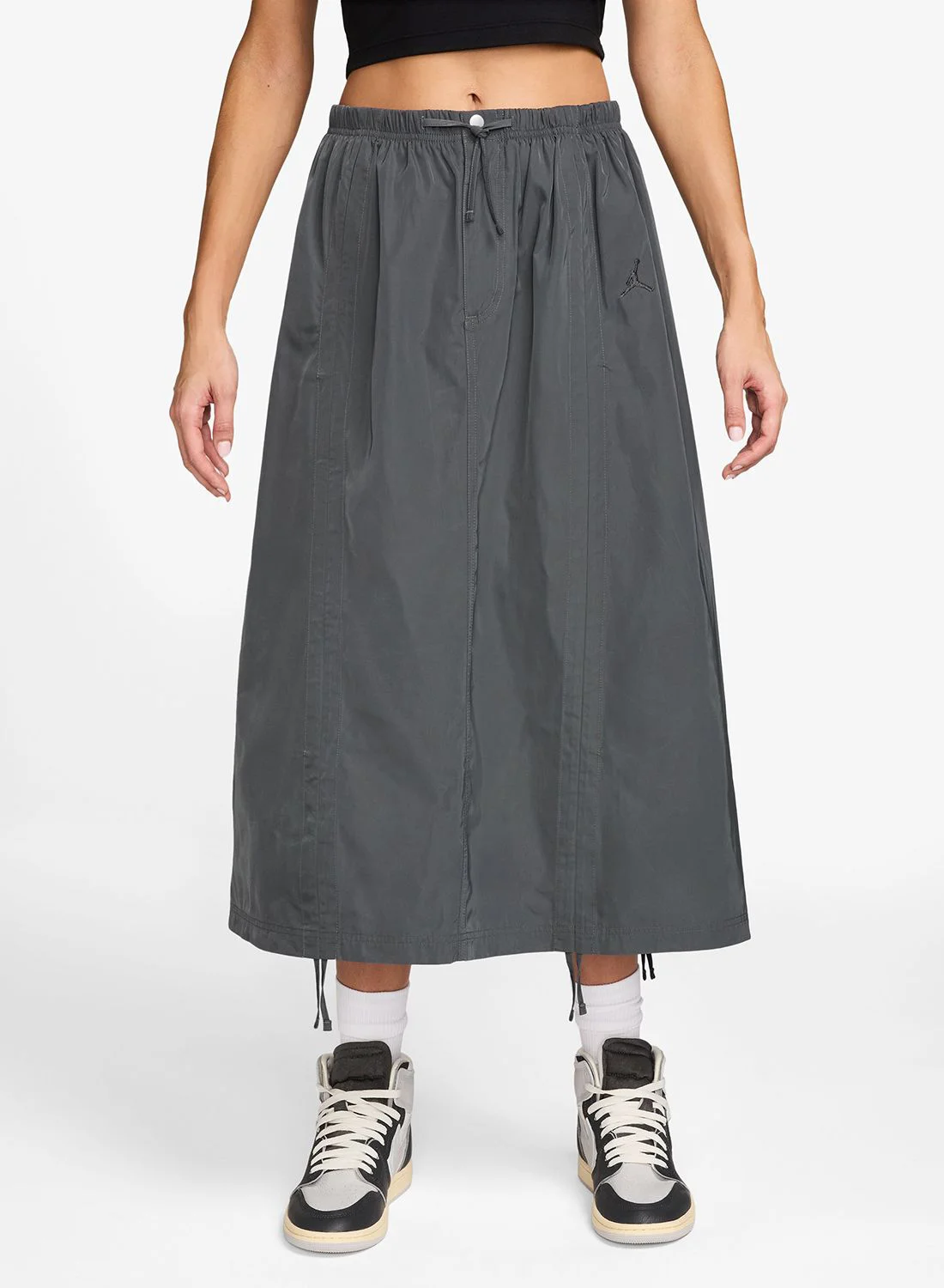 Basketball Parachute Skirt Lightweight Casual Athletic Style (Women, Black, Medium) 2r2jm