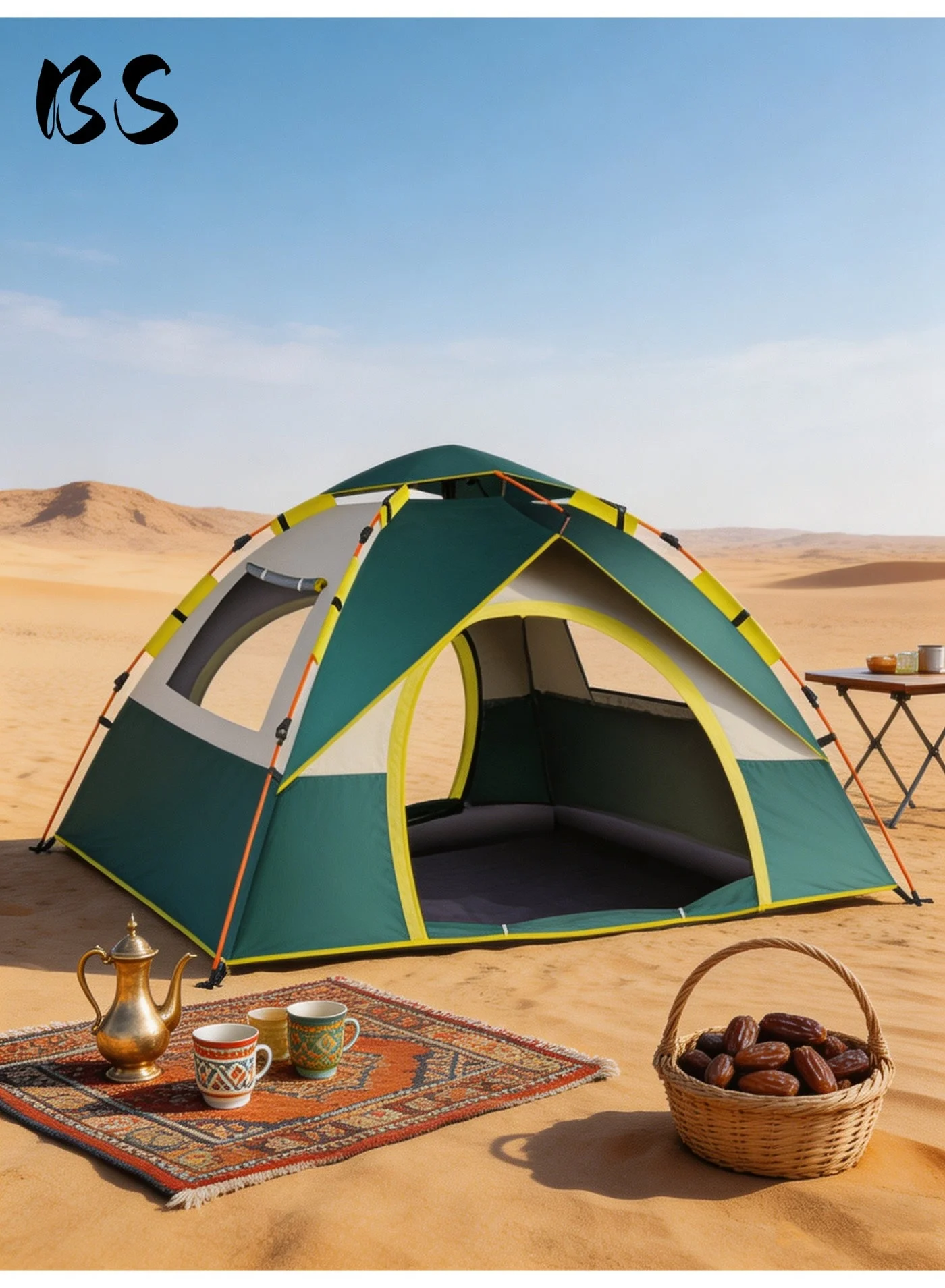 BS Outdoor Camping Tent for 4-5 Persons (Waterproof UV Protection, 210D Oxford Fabric, Pop-Up Design) for Desert and Beach Camping gvcxg