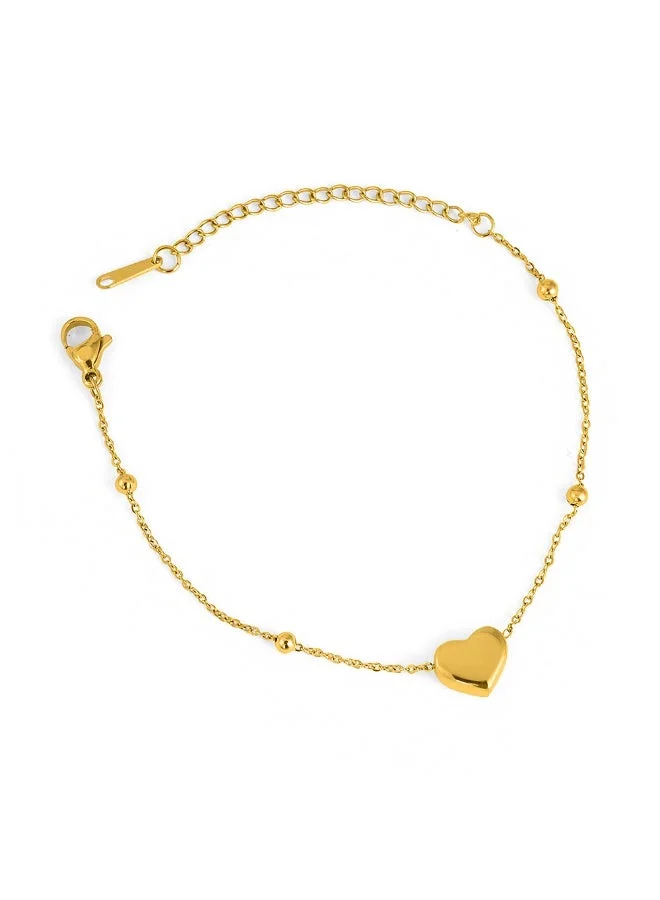 Premium 18k Gold Tone Heart Charm Bracelet Elegant Jewelry Accessory for Women (Gold, 18 cm) to5jl