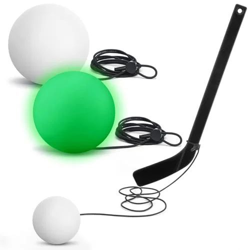 Arrowbash Field Hockey Training Ball with Bungee Cord Glow in the Dark Solo Practice Equipment (1 Piece) 60ovf