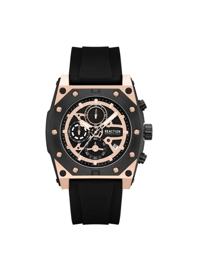 Kenneth Cole Reaction Chronograph Watch Rose Gold Dial Silicone Strap (52.4mm) mbm21
