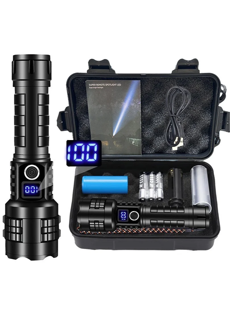 Arabest Rechargeable Tactical LED Flashlight High Power Handheld Torch (Black, 17 cm) for Camping Hiking Emergency 79ubb