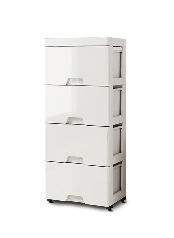DUNISO 4-Layer Storage Cabinet with Wheels, Multifunctional Plastic Drawer Tower for Home Organization (White) v8cjd