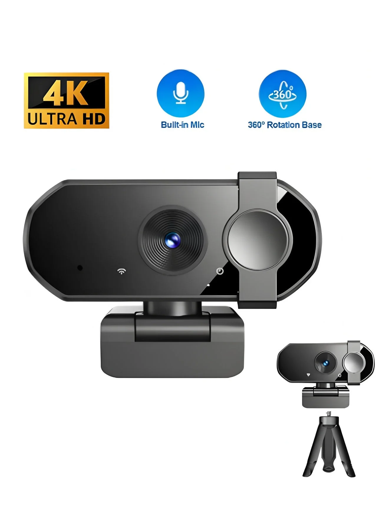 Flyview 4K USB Web Camera with Microphone and Autofocus for PC Laptop Live Streaming and Video Calling (Black, 1 Unit) ks138