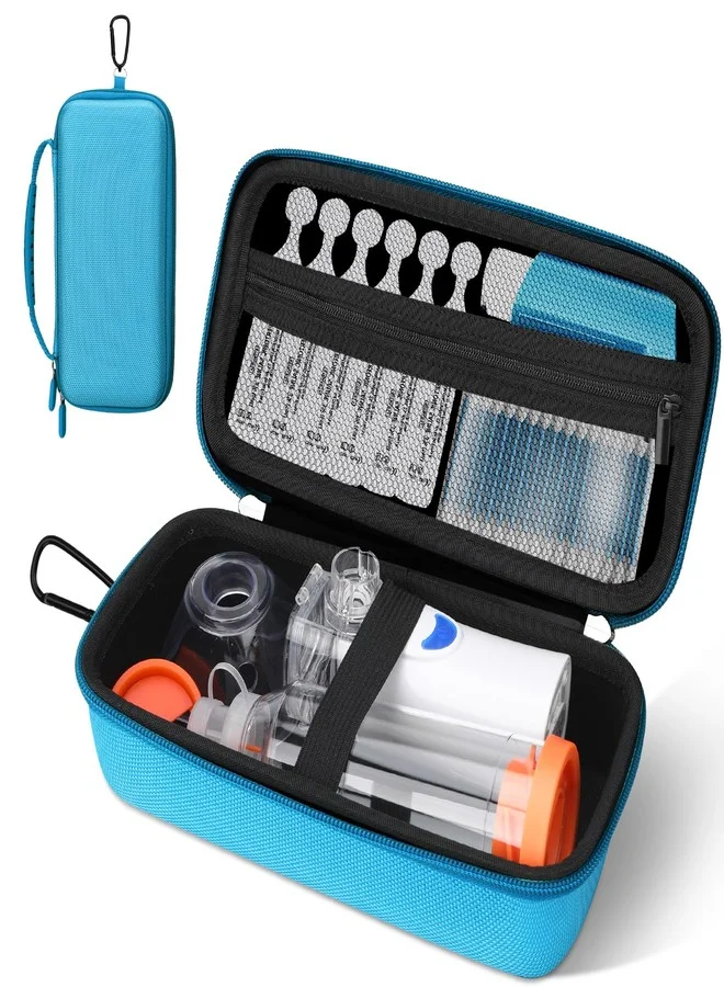Medical Travel Organizer for Asthma Inhaler and Nebulizer - Waterproof Portable Storage Bag (Blue, 20cm x 15cm x 8cm) hn3cd