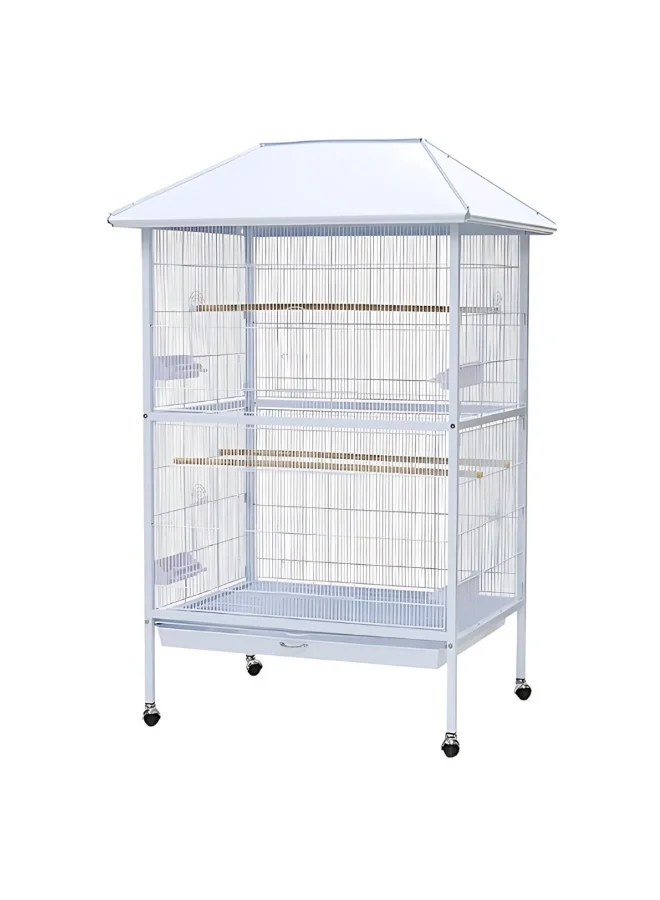 Premium Large Bird Cage with Rolling Stand (107 x 88.5 x 170 cm) - Heavy-Duty Metal Aviary for Parrots and Large Birds yd346