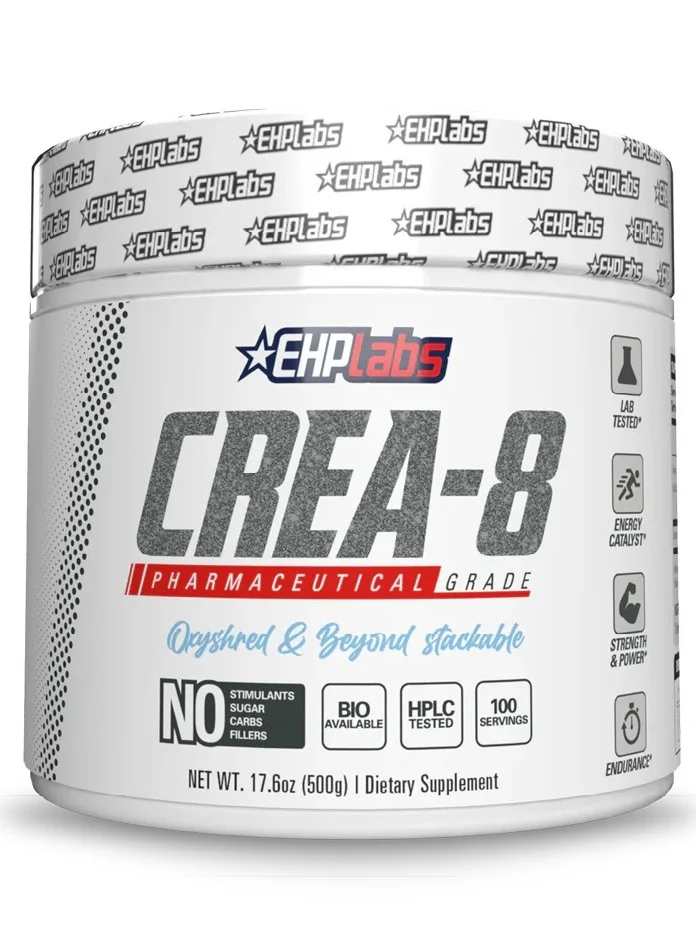 EHP Labs Crea 8 Creatine Monohydrate Powder Premium Performance Supplement (Unflavored, 500g) 8hs8c