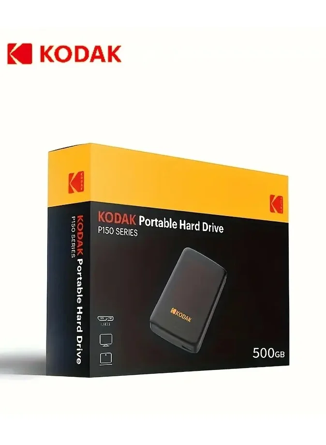 Kodak P150 Portable External Hard Drive 500GB High Speed USB 3.2 HDD for Laptops and Desktop Computers (500 GB) q6qfq