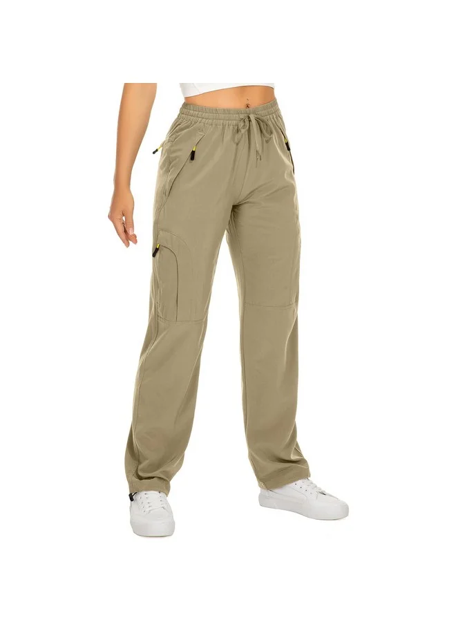 Toomett Women's Quick Dry Hiking Cargo Pants Lightweight UPF 50 Sun Protection Outdoor Travel Trousers with Zipper Pockets (Khaki, L) gt9qk