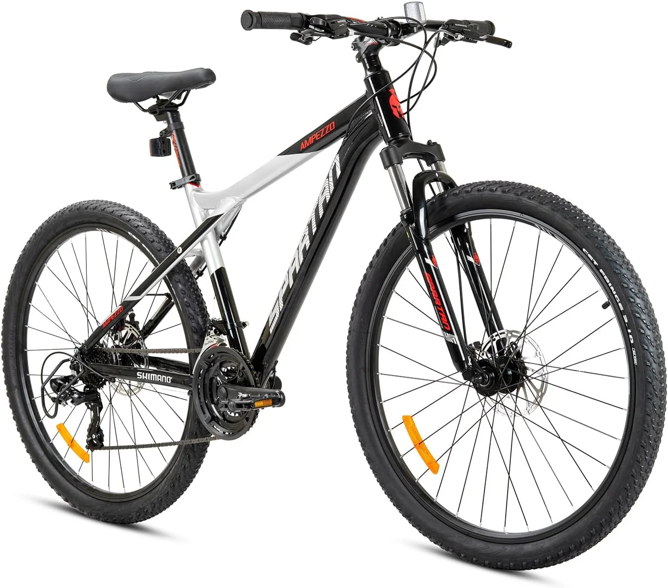 Spartan Ampezzo Mountain Bike 21-Speed Alloy Frame with Front Suspension and Disc Brakes (Asphalt Black, 27.5-Inch) p8bak