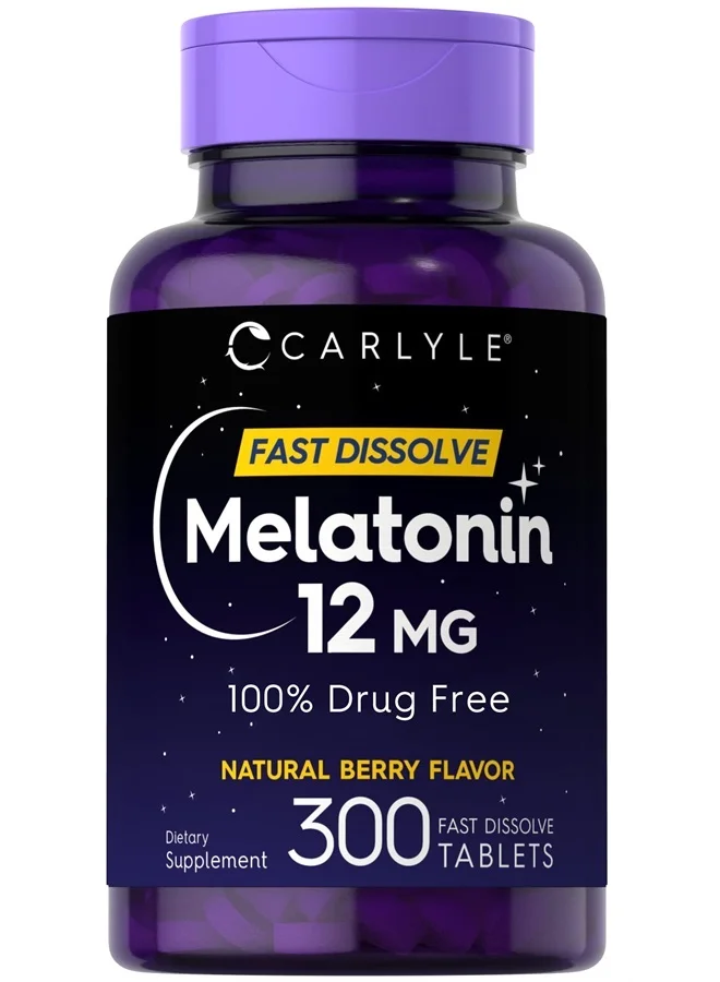 Carlyle Melatonin 12 mg Fast Dissolve Tablets (Natural Berry Flavor, 300 Count) 3f5qj