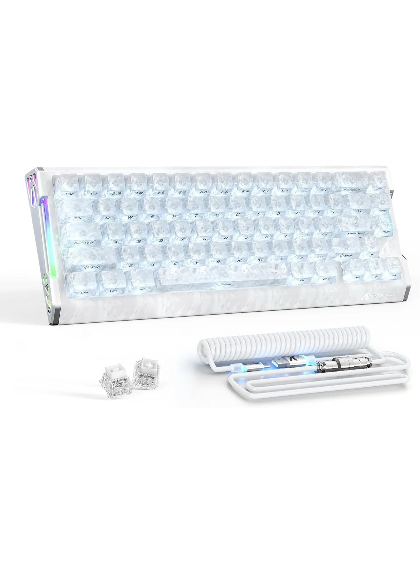 Premium Magnetic Switch Gaming Keyboard 68 Keys Rapid Trigger Mechanical Keyboard with RGB Lighting and Carbon Fiber Finish (White, 68 Keys) jdiek